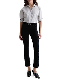 Mari Stretch-Velvet Mid-Rise Slim-Straight Jeans