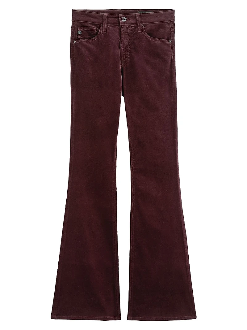 Farrah Stretch-Velvet High-Rise Boot-Cut Jeans