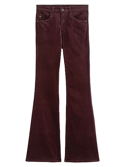 Farrah Stretch-Velvet High-Rise Boot-Cut Jeans