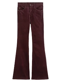 Farrah Stretch-Velvet High-Rise Boot-Cut Jeans