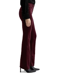 Farrah Stretch-Velvet High-Rise Boot-Cut Jeans