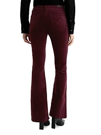 Farrah Stretch-Velvet High-Rise Boot-Cut Jeans