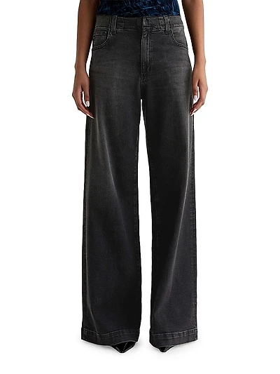 Deven Stretch-Cotton Wide-Leg Jeans