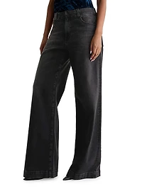 Deven Stretch-Cotton Wide-Leg Jeans