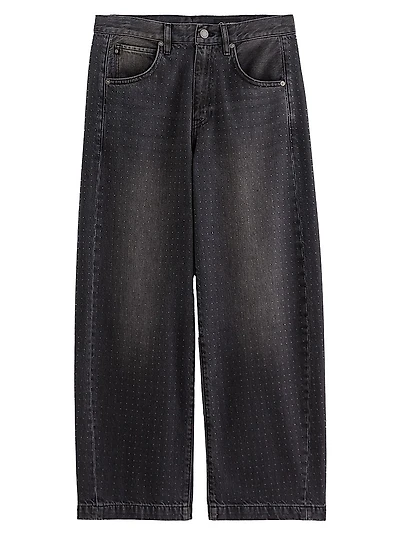 Hattie Embellished Barrel-Leg Crop Jeans