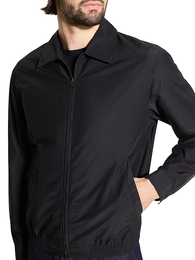 Cotton-Blend Zip-Up Blouson Jacket
