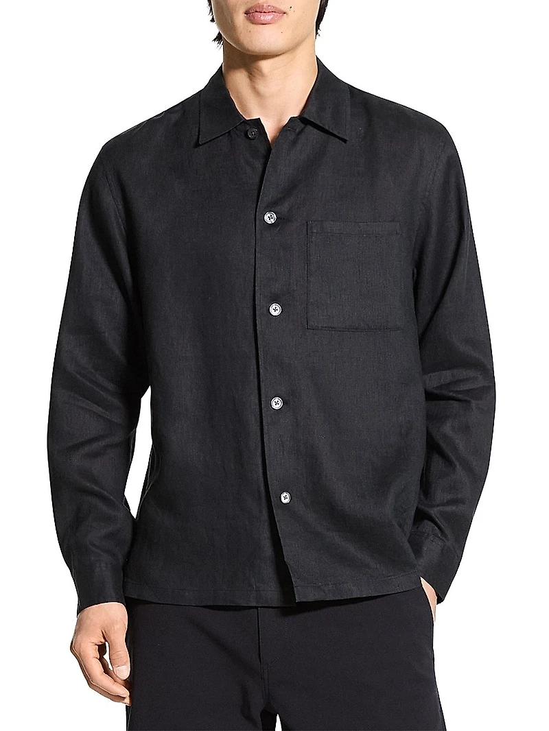 Linen Relaxed-Fit Button-Front Shirt