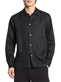 Linen Relaxed-Fit Button-Front Shirt