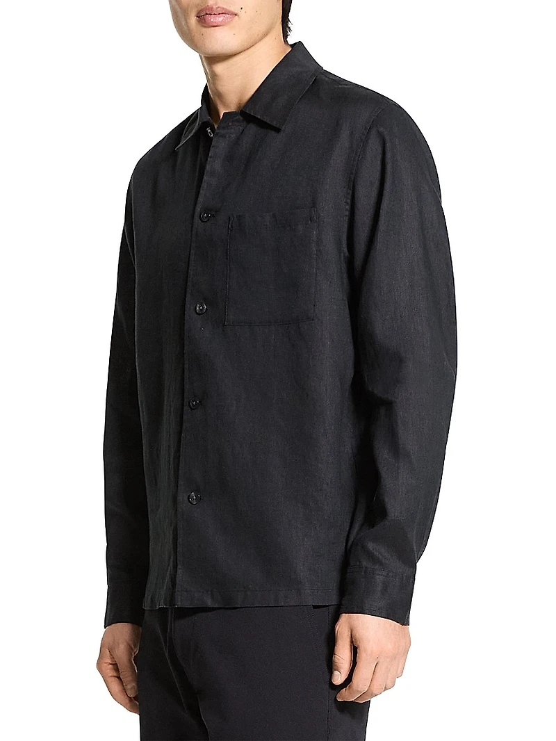 Linen Relaxed-Fit Button-Front Shirt