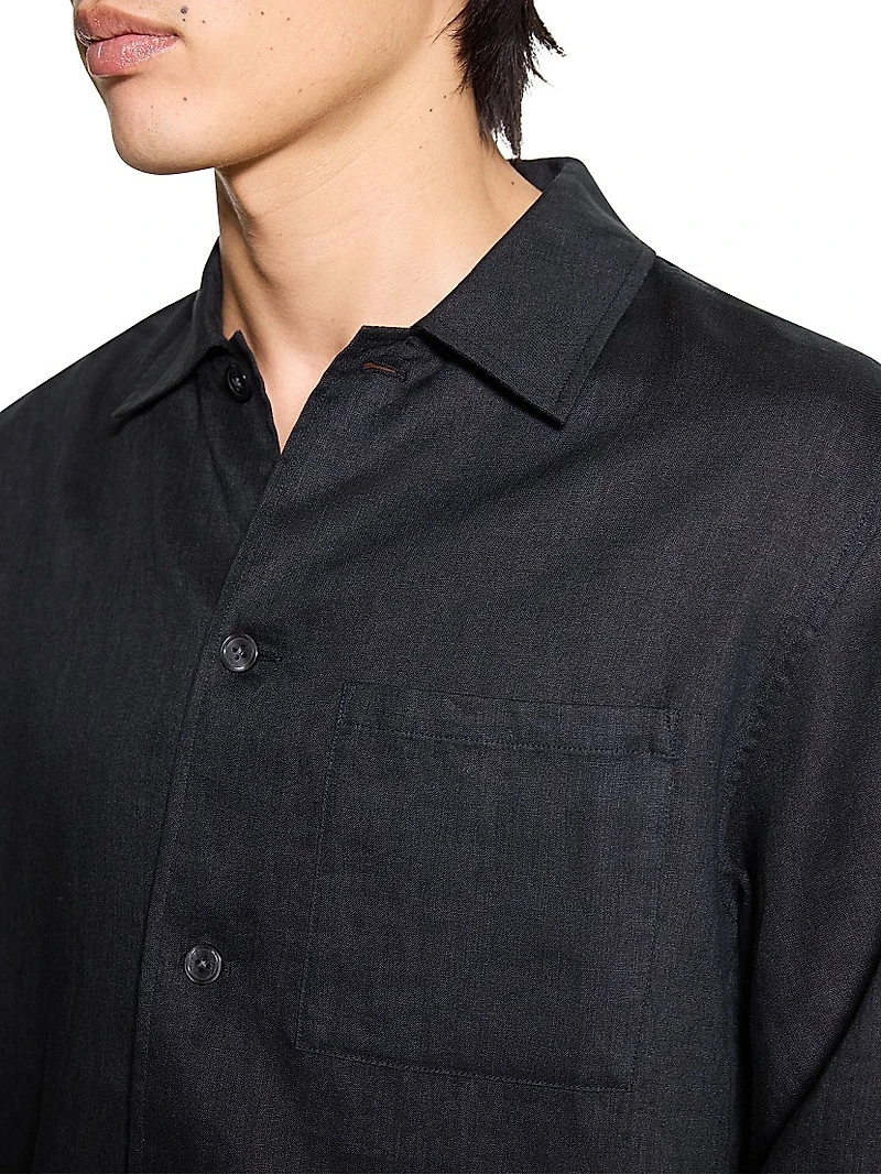 Linen Relaxed-Fit Button-Front Shirt