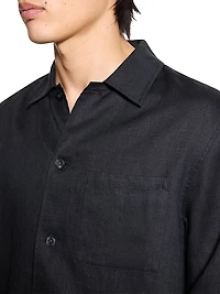 Linen Relaxed-Fit Button-Front Shirt