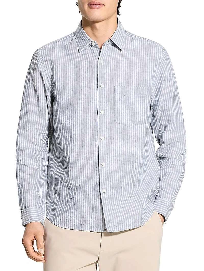 Irving Striped Linen Button-Front Shirt