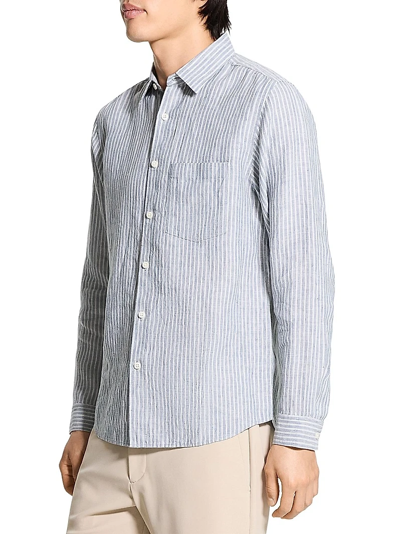 Irving Striped Linen Button-Front Shirt