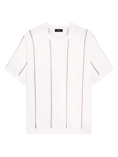 Striped Fine-Knit Cotton Crewneck T-Shirt