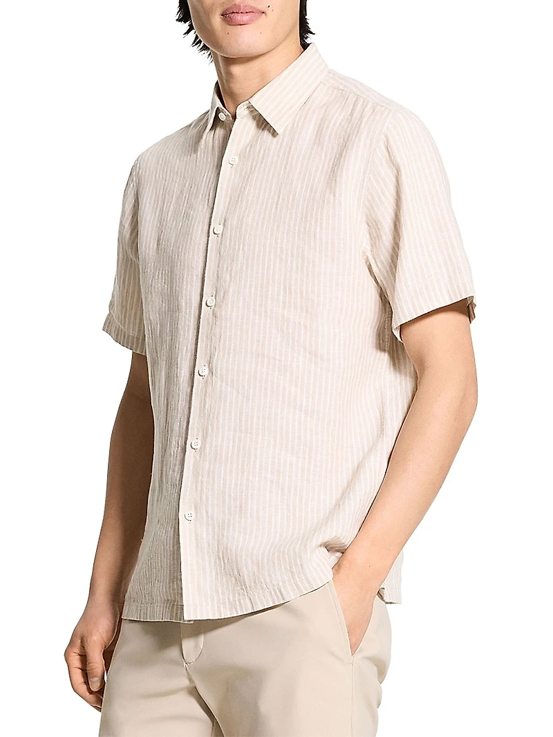 Irving Striped Linen Button-Front Shirt