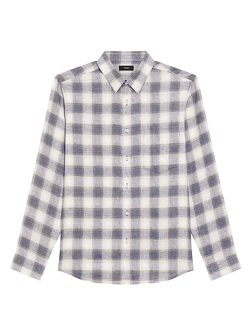 Irving Plaid Linen Button-Front Shirt