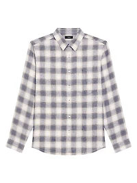 Irving Plaid Linen Button-Front Shirt