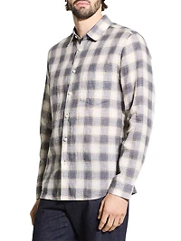 Irving Plaid Linen Button-Front Shirt