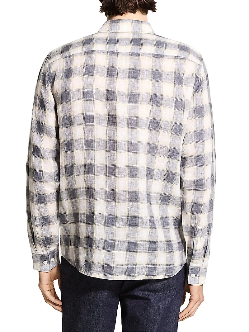 Irving Plaid Linen Button-Front Shirt