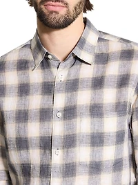 Irving Plaid Linen Button-Front Shirt
