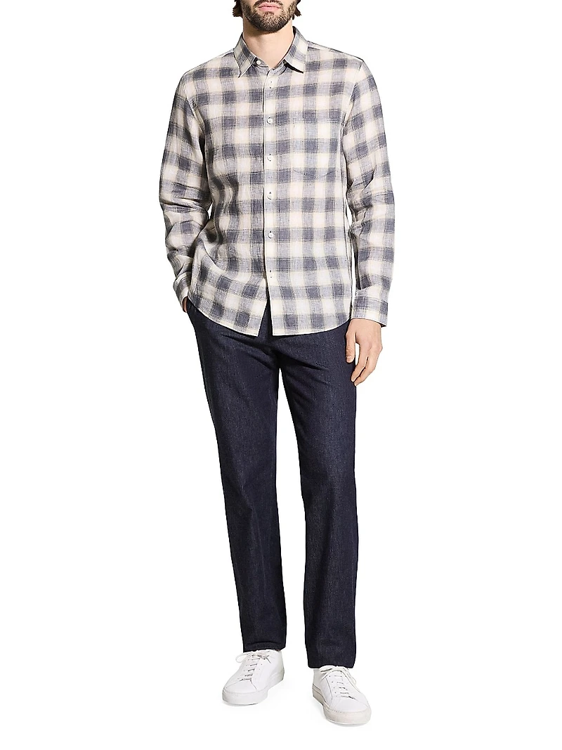 Irving Plaid Linen Button-Front Shirt