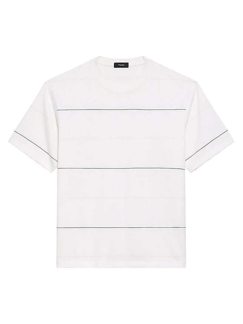 Wide-Stripe Cotton Crewneck T-Shirt