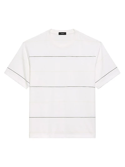 Wide-Stripe Cotton Crewneck T-Shirt