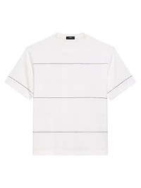 Wide-Stripe Cotton Crewneck T-Shirt