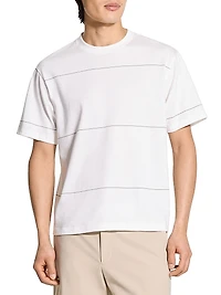 Wide-Stripe Cotton Crewneck T-Shirt