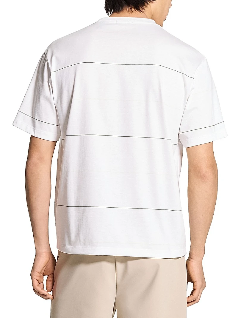 Wide-Stripe Cotton Crewneck T-Shirt