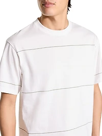 Wide-Stripe Cotton Crewneck T-Shirt