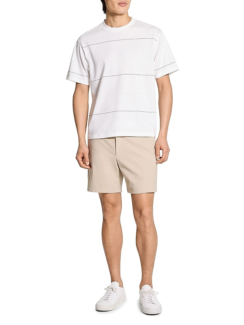 Wide-Stripe Cotton Crewneck T-Shirt