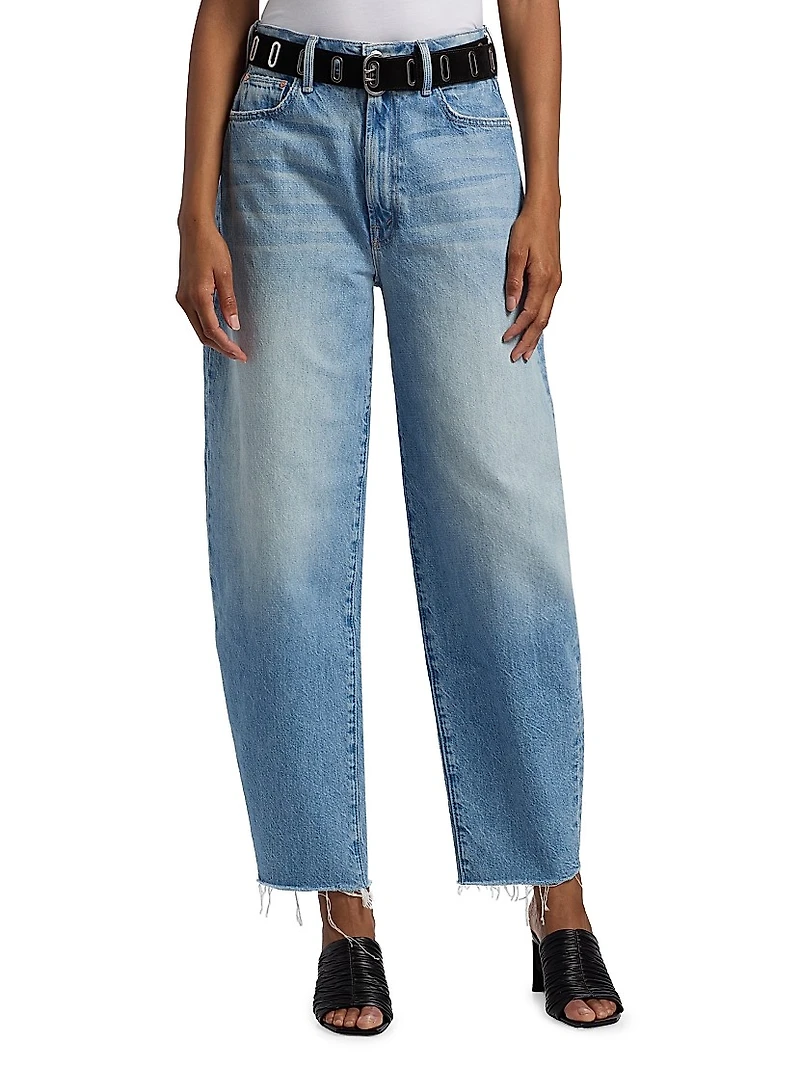 Fangirl Hover Fray Barrel-Leg Jeans