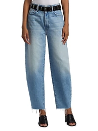 Fangirl Hover Fray Barrel-Leg Jeans