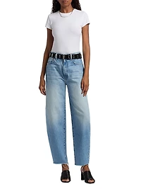 Fangirl Hover Fray Barrel-Leg Jeans