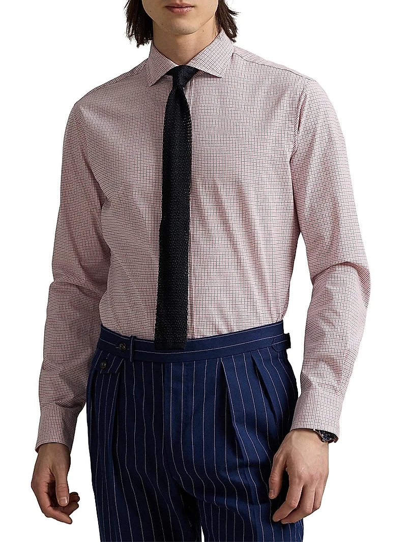 Check Cotton Poplin Button-Front Shirt