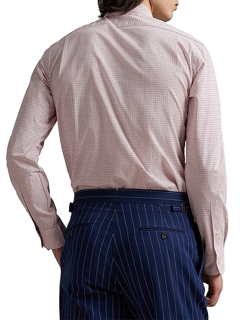 Check Cotton Poplin Button-Front Shirt