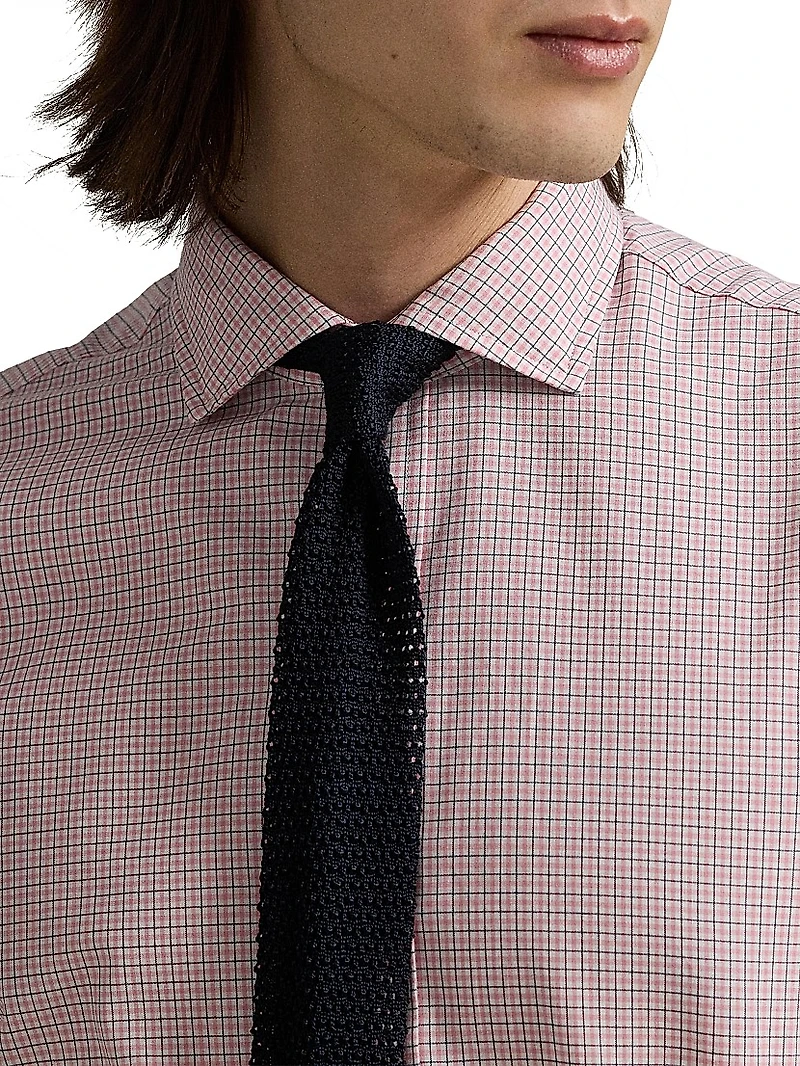 Check Cotton Poplin Button-Front Shirt