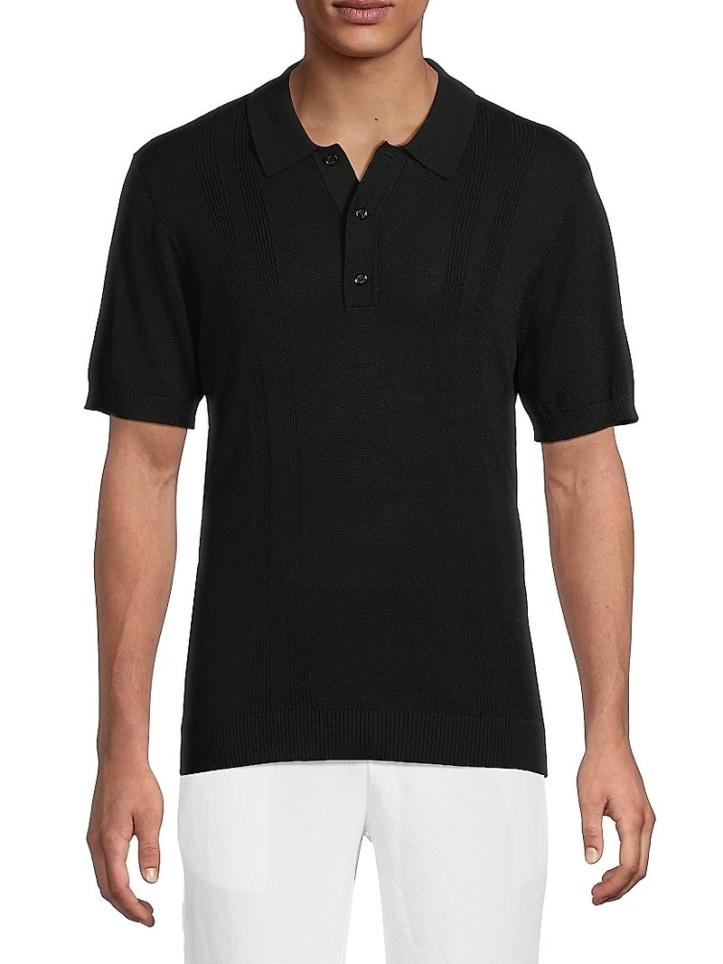 Rib-Knit Polo T-Shirt