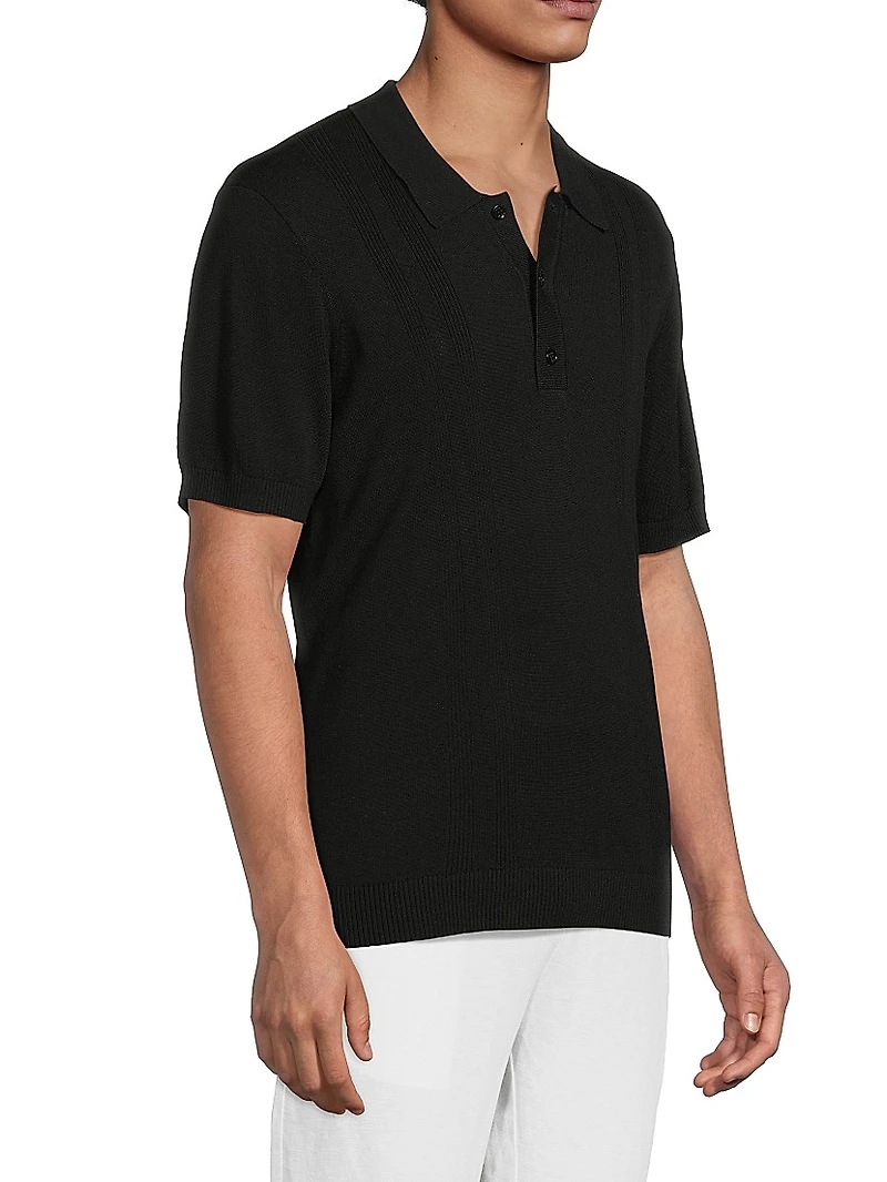 Rib-Knit Polo T-Shirt