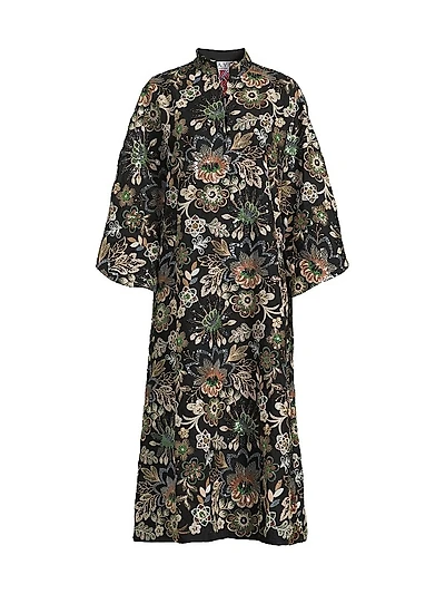 Floral-Sequined Oversized Maxi Dress