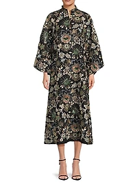Floral-Sequined Oversized Maxi Dress