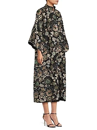 Floral-Sequined Oversized Maxi Dress