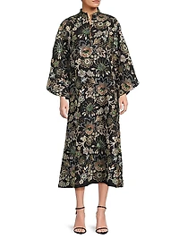 Floral-Sequined Oversized Maxi Dress