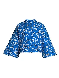Embroidered Quilted Cotton Crop Jacket