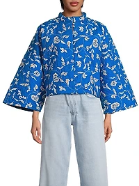 Embroidered Quilted Cotton Crop Jacket