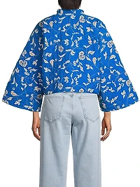 Embroidered Quilted Cotton Crop Jacket