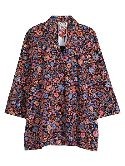 Floral-Embroidered Oversized Minidress