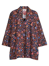 Floral-Embroidered Oversized Minidress