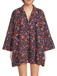 Floral-Embroidered Oversized Minidress